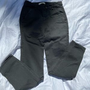 Charcoal grey straight leg pant.
